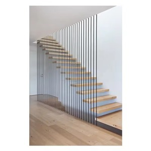 Scala a giorno <span class=keywords><strong>in</strong></span> <span class=keywords><strong>legno</strong></span> di quercia dal design fantastico con travi a scomparsa, ringhiere e corrimano a cavo per appartamento - Product Image 2