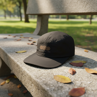 Casquette de camping unisexe en nylon pour l'extérieur, broderie 3D, logo personnalisé, étiquette tissée, visière plate, 5 panneaux, quatre saisons, imperméable