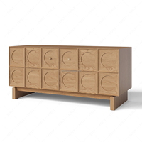 Meuble TV FERLY moderne de luxe en bois massif, console multimédia, centre de divertissement de taille moyenne avec poignées en laiton, unité sur mesure pour villa