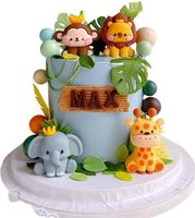 Set Hiasan Kue Safari Hutan Dekorasi Kue Selamat Ulang Tahun Singa Gajah Jerapah Monyet Perlengkapan Pesta Hewan Dekorasi Kue