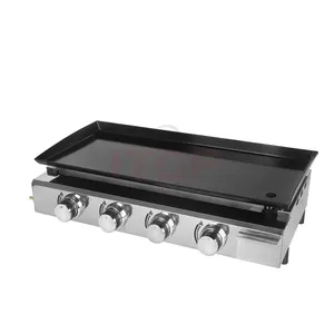 Garden 4 Đầu Đốt Gas BBQ Grills LPG Plancha 10KW Thịt Bò Thịt Lợn Gà Nấu Ăn Nhà Tấm Nóng Không Dính Nướng Công Cụ Grills