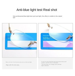 Square Rimless Photochromic Sunglasses Metal Anti Blue Light Rimless <strong>Glasses</strong> for Women and Men UV Protection Sunglasses - Product Image 5