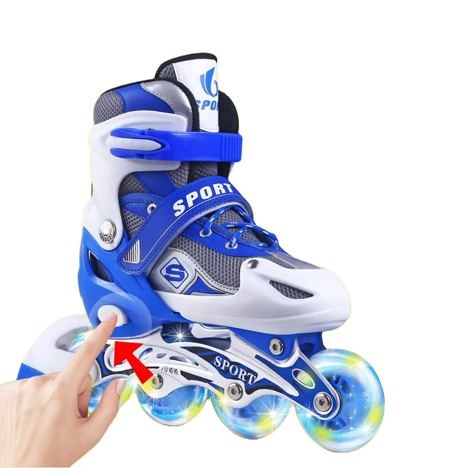 Patines de hielo en línea ajustables para niños con ruedas completamente iluminadas, patines de ruedas iluminados para principiantes, zapatos de hielo para niños