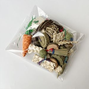 Hamster Jouets Naturel pomme Branche Tissé Anneaux Gâteaux D'herbe Boules D'herbe Balles Loofah Combinaisons Lapin Ronger Cordes De Dentition - Product Image 6