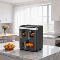Friteuse à air triple moderne carrée, capacité 4L+4L+9L, numérique, électrique, à 3 paniers, directement de l'usine