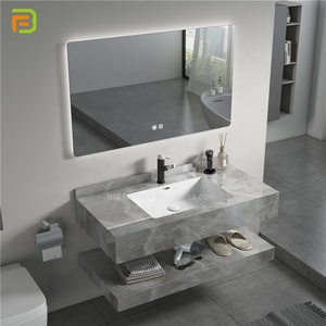 Évier de salle de bain en marbre mural avec miroir led intelligent, articles sanitaires - Product Image 4