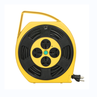 Enrouleur de câble rétractable avec multiprise mâle BS et multiprise femelle IEC, câble multi-prises 110V/220V, longueur personnalisable pour usage extérieur
