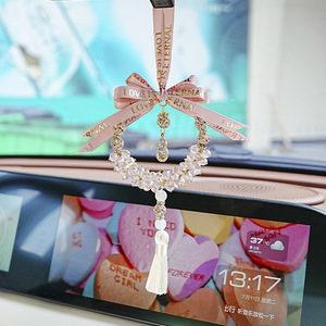 Colgante de cristal para coche con lazo y borla, decoración para espejo retrovisor, estilo Hollywood Glam, para decoración interior de bodas GJ-01 - Product Image 3