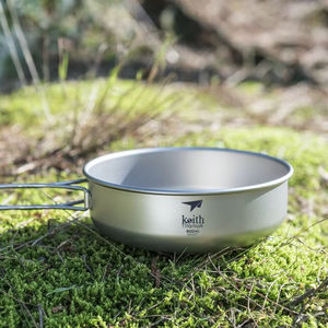 Bol de camping minimaliste en titane de qualité supérieure, anti-brûlure, pliable et empilable, vaisselle en métal pour le camping, les voyages et le bureau - Product Image 6