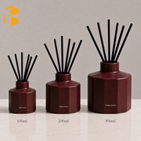 FUBEI LIVING Diffuseur de parfum d'ambiance et ensemble de bougies en verre gris mat à facettes décagonales, style minimaliste moderne pour la maison