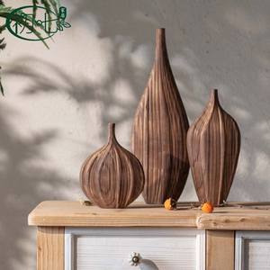 Florero de madera maciza hecho a mano, estilo Wabi Sabi, adorno decorativo de escritorio para sala de estar, arreglo de flores secas - Product Image 4