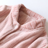 Ensemble de pyjama en polaire pour femmes, haut à manches longues à boutons rayés et pantalon de jogging, vêtements de nuit pour la maison
