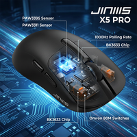 Souris de jeu sans fil JINMS X5 Pro en gros avec écran OLED, capteur PAW3395, ultra-légère 63g, 26K DPI, trois modes, batterie OEM 400mAh pour l'e-sport