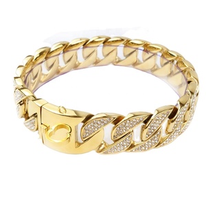 <span class=keywords><strong>Collar</strong></span> personalizado para perro, cadena de eslabones cubanos gruesos de oro de 18k y acero inoxidable - Product Image 1