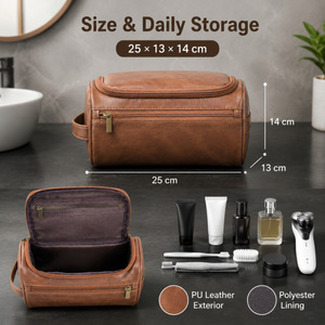 Trousse de Toilette Suspendue pour Homme 2026, Grande Capacité, en Cuir PU, Organisateur de Voyage Imperméable avec Crochet pour <span class=keywords><strong>Voyages</strong></span> d'Affaires - Product Image 2