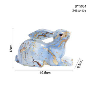 Statue de <span class=keywords><strong>lapin</strong></span> créative <span class=keywords><strong>en</strong></span> résine artisanale pour la décoration intérieure, impression par transfert d'eau, ornements à motifs d'animaux - Product Image 6