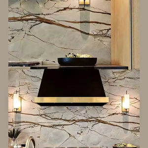 Encimera de piedra Natural única de lujo, losa de cuarcita de <span class=keywords><strong>Roma</strong></span> profunda azul para Interior Villa, cocina diseñada - Product Image 4