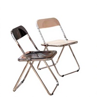 Chaise de salle à manger pliante transparente avec pieds en métal, style Instagram, mobilier de maison, plastique et acrylique, design moderne minimaliste