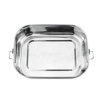 Boîte à goûter en acier inoxydable de 49 OZ, forme rectangulaire, boîte à lunch bento avec clips de verrouillage pour le stockage des aliments