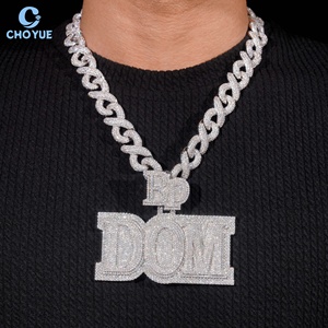 <b>Custom</b> Men's Hip Hop Iced Out Moissanite Letter <b>Name</b> Pendant 925 Silver Rhodium Plated Charms Pendant <b>Necklace</b> Party Wear - Product Image 5