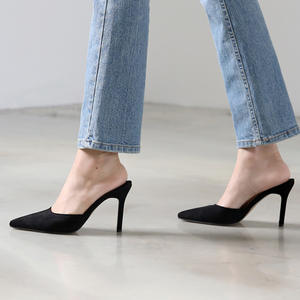 Mules à talons hauts sexy pour club, nouvelle collection printemps 2025, en daim, à bout pointu, style coréen, pour femme - Product Image 2