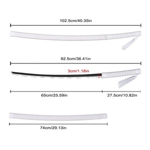 <span class=keywords><strong>Demon</strong></span> <span class=keywords><strong>Slayer</strong></span> <span class=keywords><strong>Manga</strong></span> Inosuke Hashibira arma Replica Nichirin lama in acciaio al carbonio Katana spada con fodero in legno - Product Image 2