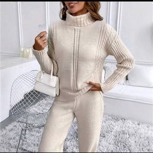 Conjunto de Suéter de Cuello Alto de Punto, Estilo Lujoso, Antiarrugas, de <span class=keywords><strong>Terciopelo</strong></span> Ártico, para Otoño e Invierno, Estilo Europeo Americano - Product Image 3