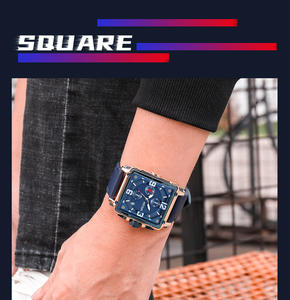 Montre pour homme rétro élégante, carrée, chronographe multifonctionnel, calendrier, montre en cuir véritable - Product Image 2