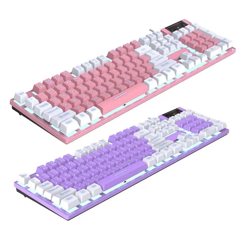 Custom Desktop Office Rgb Backlit Oyun Pink Purple Key Board Gamer Klavye Usb Wired PC Ergonomic Computer Gaming Keyboards