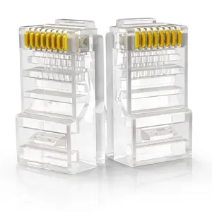 قابس اتصالات شبكات قطعتين 8p8c rj45 cat5 cat5e وصلة UTP لكابل الشبكة