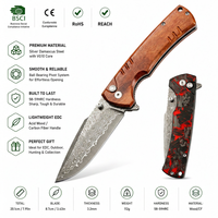 Couteau de poche original en fibre de carbone, couteau pliant portable d'extérieur en acier Damas, couteau multi-outils de bushcraft avec cœur en VG10, DM032-1