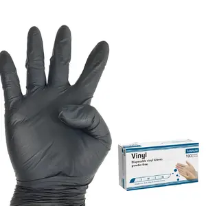 2024 Fabricant professionnel avec des gants en vinyle noir sans poudre de haute qualité au meilleur prix à vendre