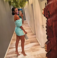 Afrique Robes de cocktail 2025 Épaule libre avec nœud droit Perles Filles Courtes Robes de bal de fin d'année Robe de retour personnalisée
