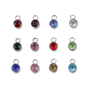 Stainless Steel Tiny Loose Crystals Birthstone Charms & Pendants Birth Stone Charm for Jewelry Making Supplies Wholesale DIY