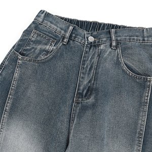 <span class=keywords><strong>Jeans</strong></span> Larghi e Comodi OEM, <span class=keywords><strong>Pantaloni</strong></span> in Denim Grigio Vintage Lavato, Vita Elastica, Stile Streetwear Casual - Product Image 4