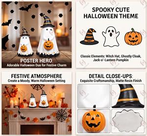 Figuras Decorativas de Fantasmas de Halloween, Linda Estatua de Resina Espeluznante con Calabaza, Centro de Mesa para Fiestas en Casa - Product Image 2
