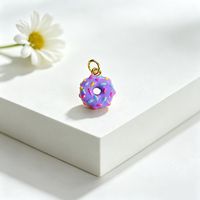 Pendentif Donuts Multicolore en Émail pour Bracelet FABCM-16, Breloque en Cuivre Doré pour la Fabrication de Bijoux, Pendentifs en Forme de Pain pour Bijoux d'Été