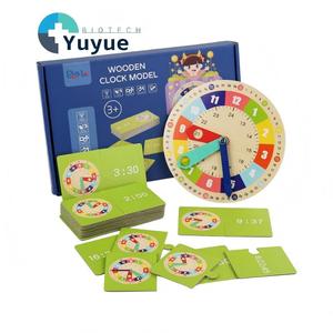 Orologio in Legno per Bambini, Giocattolo Educativo per l'<span class=keywords><strong>Apprendimento</strong></span> del Tempo con Carte Abbinabili - Product Image 1