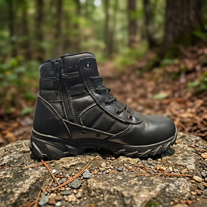 TSA01 Men Black Leather High Top Men <b>Hiking</b> <b>Boots</b>, Waterproof All Seasons Outdoor Training Shoes - Product Image 2