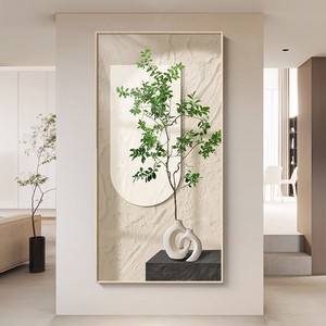 <b>Framed</b> Wall Art Abstract Painting Oil <b>Canvas</b> Beige Aluminum Alloy Rectangle Entryway Living Room Decor - Product Image 4