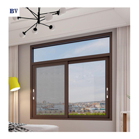 Fenêtre de fenêtre coulissante en Aluminium à rupture thermique, cadre en alliage d'aluminium, Double fenêtre coulissante en verre