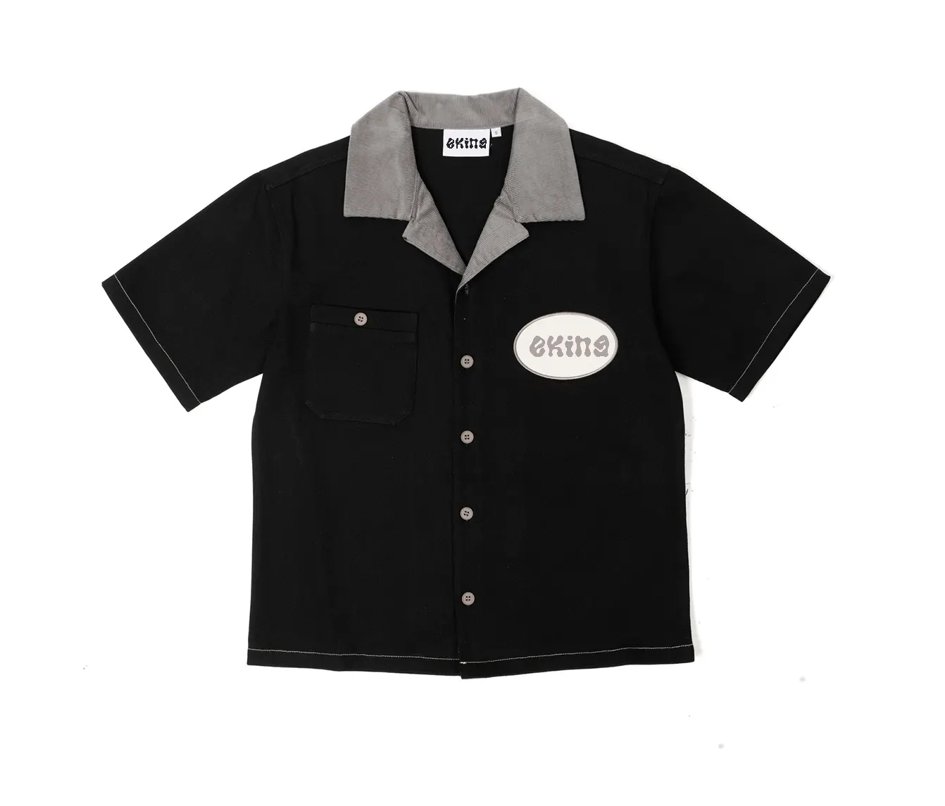 Custom Resin Buttons Men's Polo Shirt Cut Sew Slight Cropped Fit Embroidery Screen Print Boxy Work Shirt