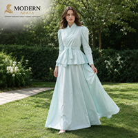 Ensemble jupe deux pièces élégant et modeste pour femme, haut à manches bouffantes et ceinture, jupe longue trapèze, personnalisable OEM