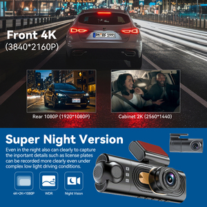 Caméra embarquée 4K 3 canaux avec Time Lapse, surveillance de stationnement <span class=keywords><strong>24H</strong></span>, WiFi, GPS, enregistreur vidéo embarqué 2K, ADAS, vision nocturne - Product Image 4