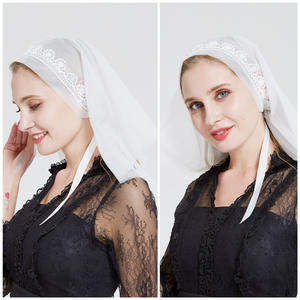 ユニークなドバイ高級レースウェディングホワイトベールエレガントな花嫁になるクラウンウェディングベールブライダル1層2023エスニックヒジャーブ - Product Image 6