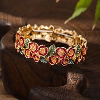 TB27 Valentijnsdag Cadeau Roos Bloem Armband Mode Vintage Emaille Armbanden Sieraden Dames