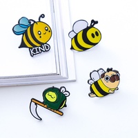 Broche Badge Mini Abeille Personnalisée en Émail Souple Argenté, Plaqué Or, Style Antique et Moderne, Motif Guêpe Mignonne Créative de Dessin Animé