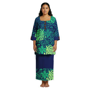 ชุดเดรสพลูเมเรียสำหรับผู้หญิงไซส์ใหญ่ ชุดแบบสั่งตัดสไตล์ตองกา-ซามัว เสื้อตัวยาวและกระโปรง ชุดสองชิ้น กระดุมแบบชนเผ่าเอเลอิ ชุดปูเลตาซี - Product Image 6