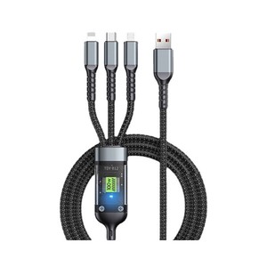 Cable de datos de carga rápida 3 en 1 de 100W con luz para Huawei y Apple, para uso en coche - Product Image 1