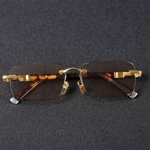 Gafas de sol sin montura para hombre, lentes transparentes, gafas lisas de alta definición para conductores de mediana edad y mayores - Product Image 2